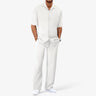 men's set : Ensemble Homme Décontracté Chic : Chemise Élégante et Pantalon Coupe Ajustée dans Blanc Paquet de 1 de Marche Lino