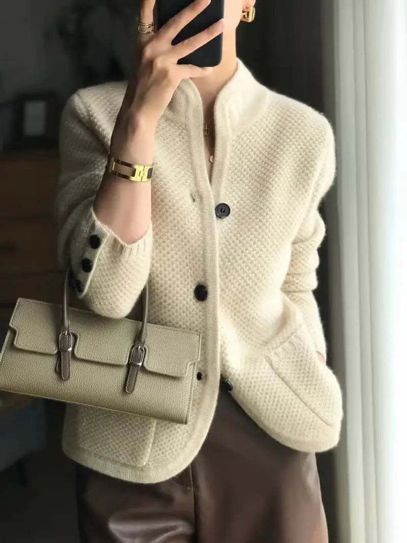 Cardigan : Cardigan Boutonné Doux Façon Cachemire pour Femme dans de Marche Lino