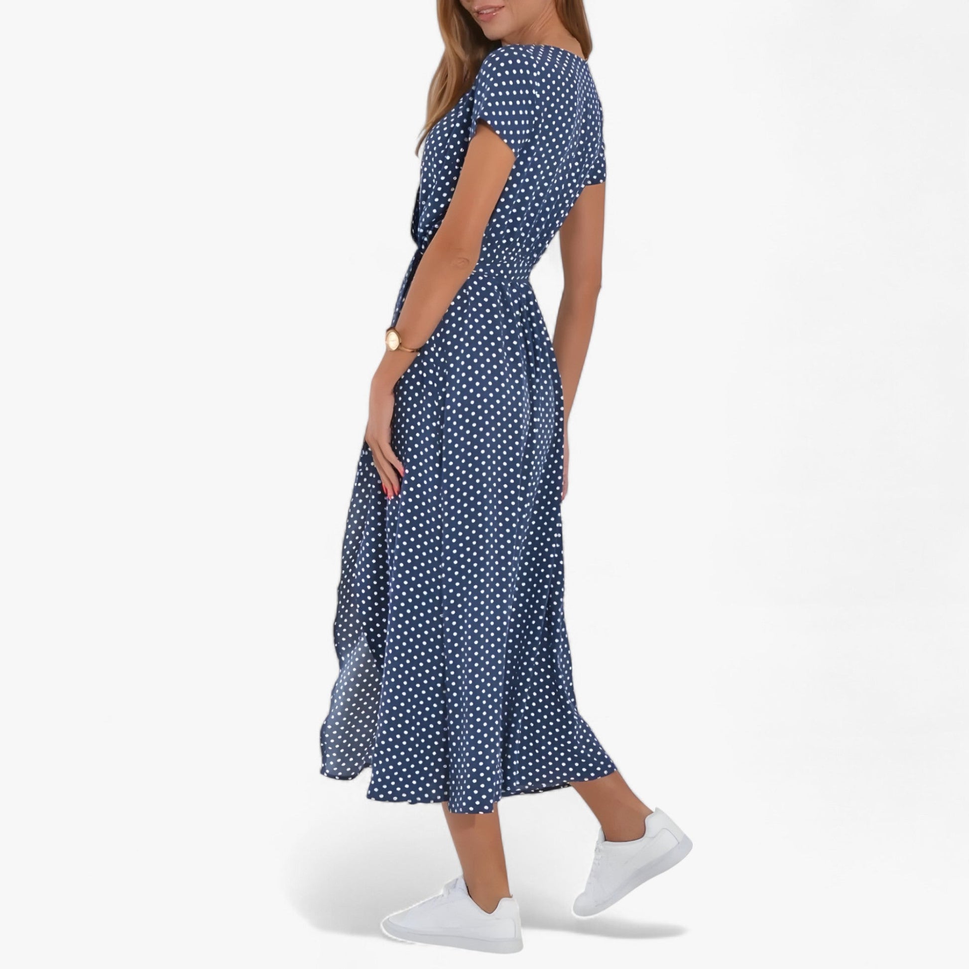 Robe Élégante Femme Nery avec Décolleté en V Profond, Robe de Soirée Estivale Décontractée