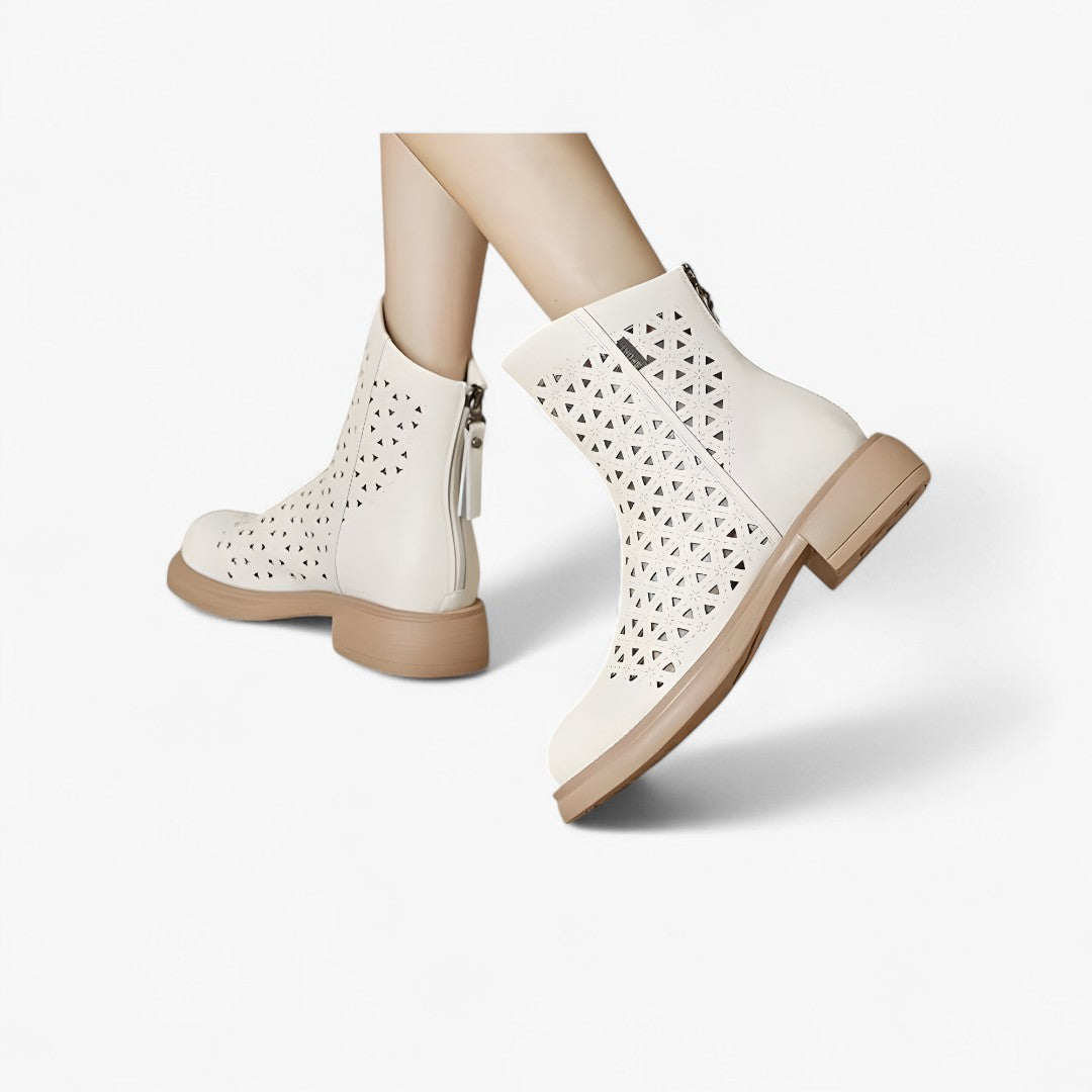 Shoes : Bottes d'été avec plateforme perforée et zip arrière dans de Marche Lino