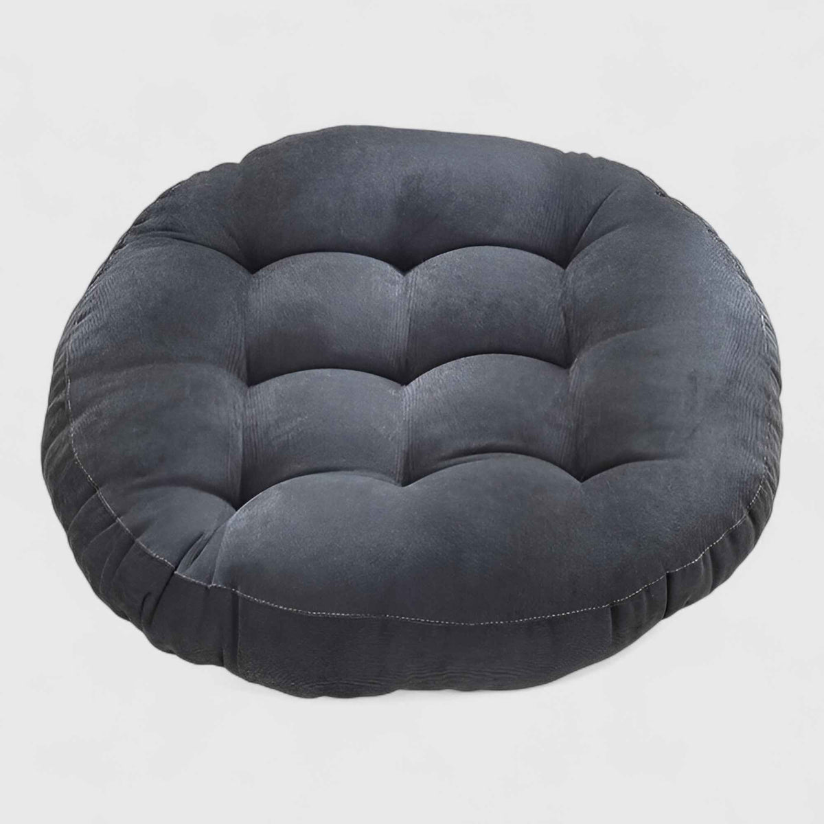 Coussins : Coussin de Sol Rond en Chenille Épais pour Méditation et Détente dans Gris foncé de Marche Lino
