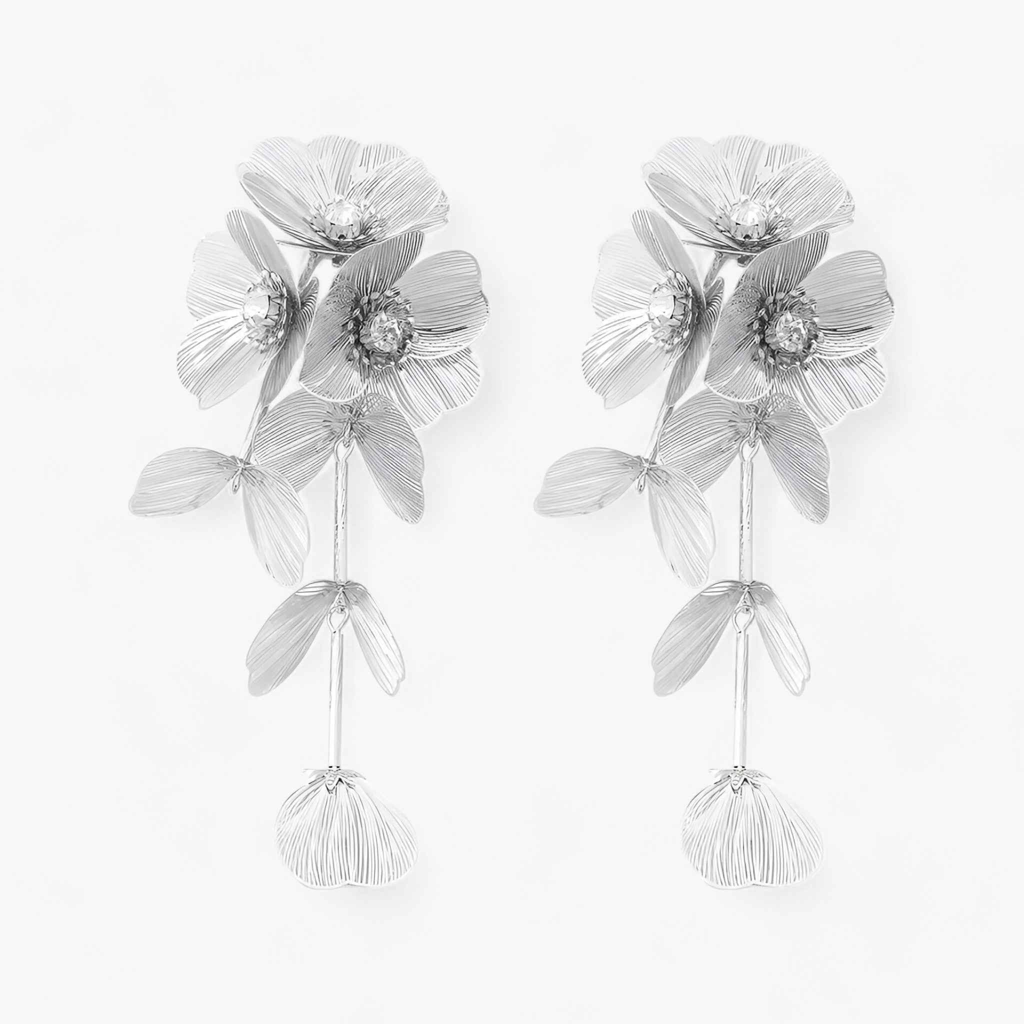 Jewelry : Boucles d'oreilles pendantes Fleur Vintage Unique, Or 18K avec Pierres Précieuses Colorées dans de Marche Lino