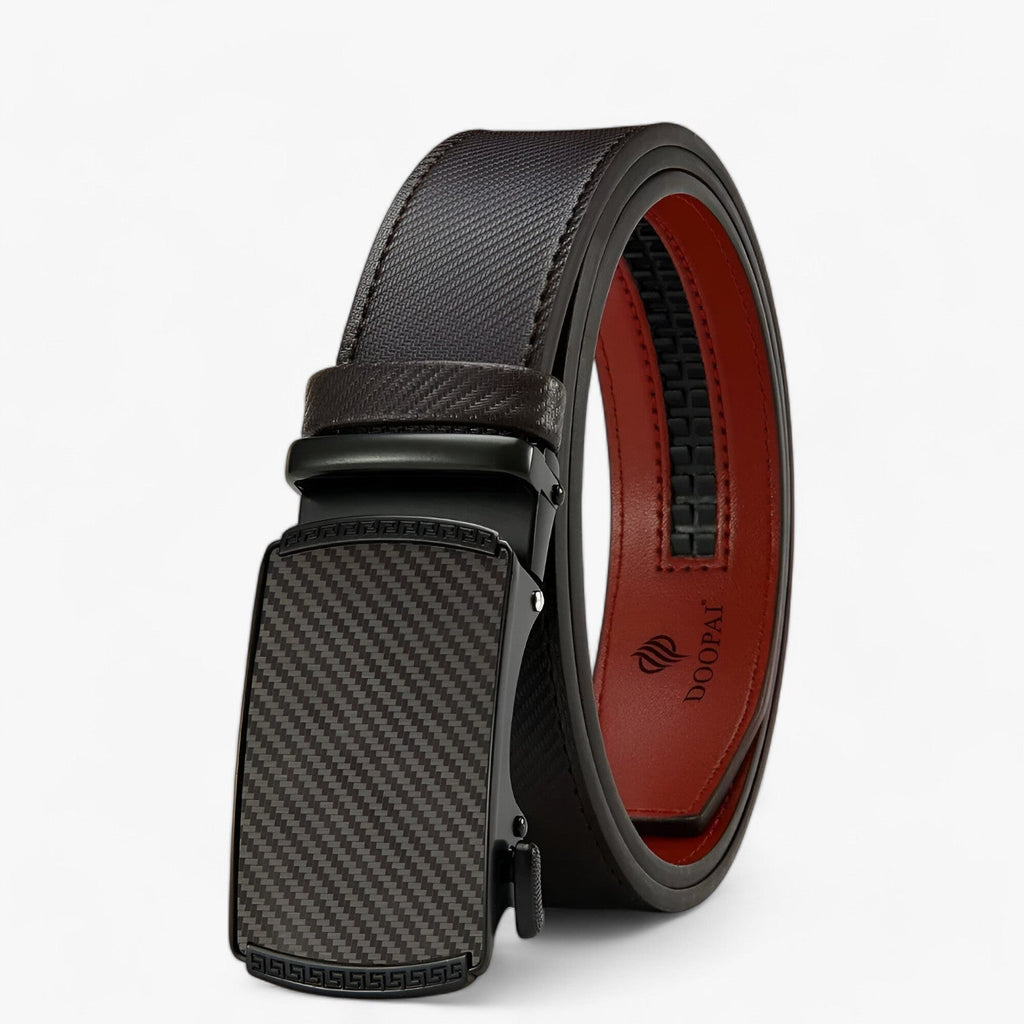 Ceinture Homme Automatique en Cuir Véritable Noire avec Boucle Réglable Élégante