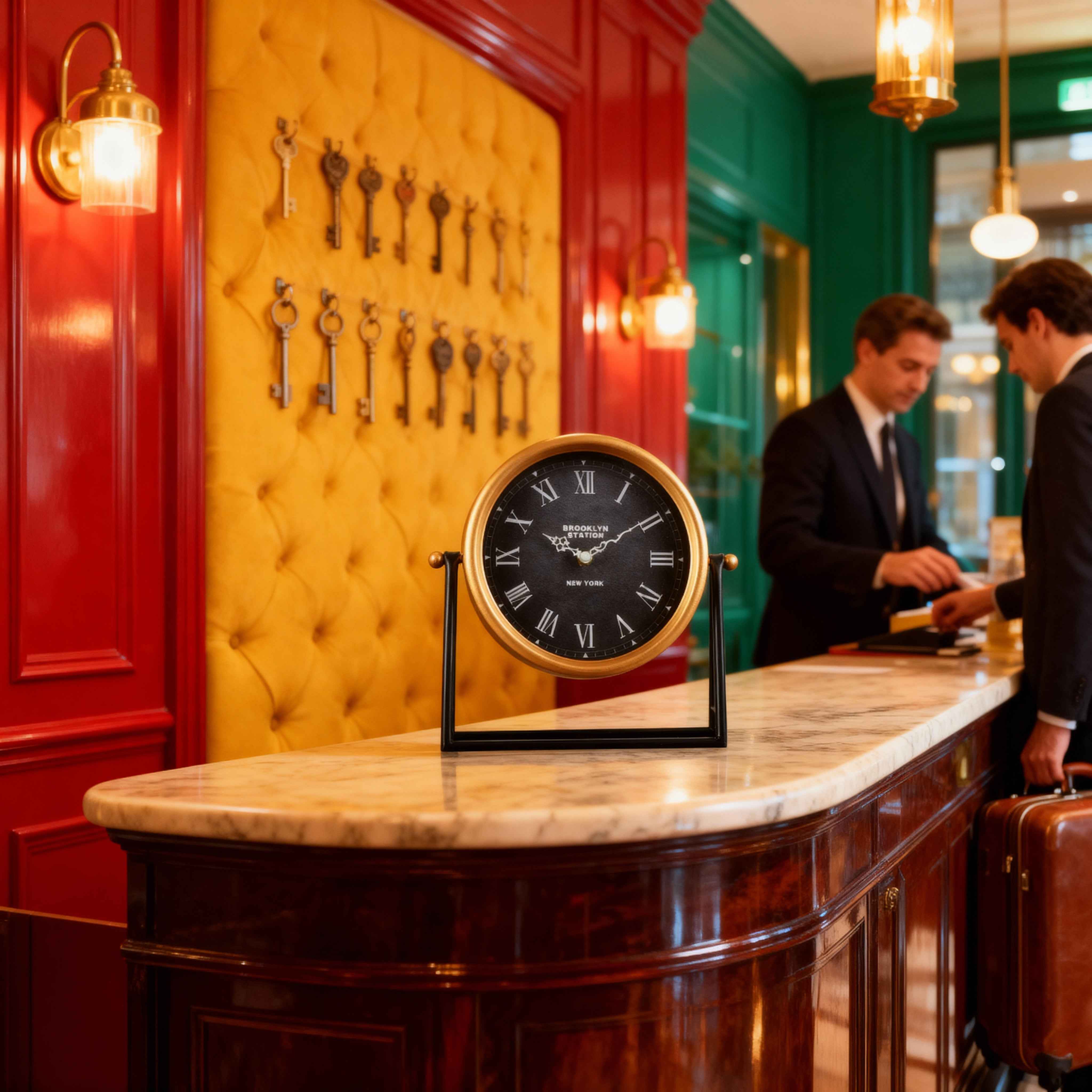 Horloges de bureau : Horloge de Bureau Vintage Dorée en Verre et Métal - Style Rétro Élégant dans de Marche Lino