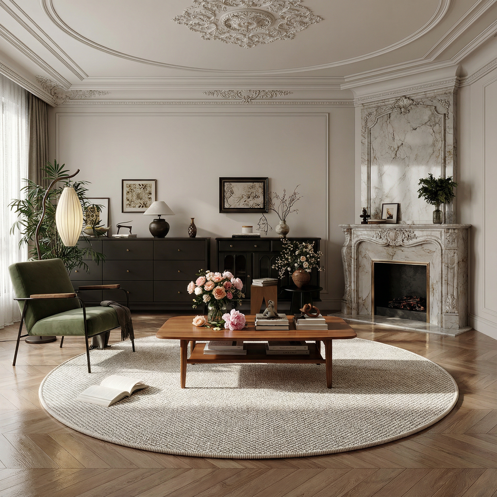 Tapis Rond Moderne Pour Salon Accessoires Intérieur