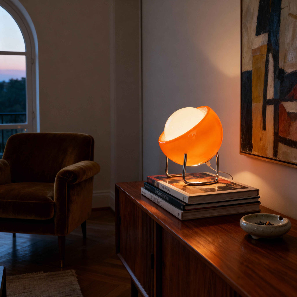 Lampe de Table en Verre Style Bauhaus – Orange ou Jaune