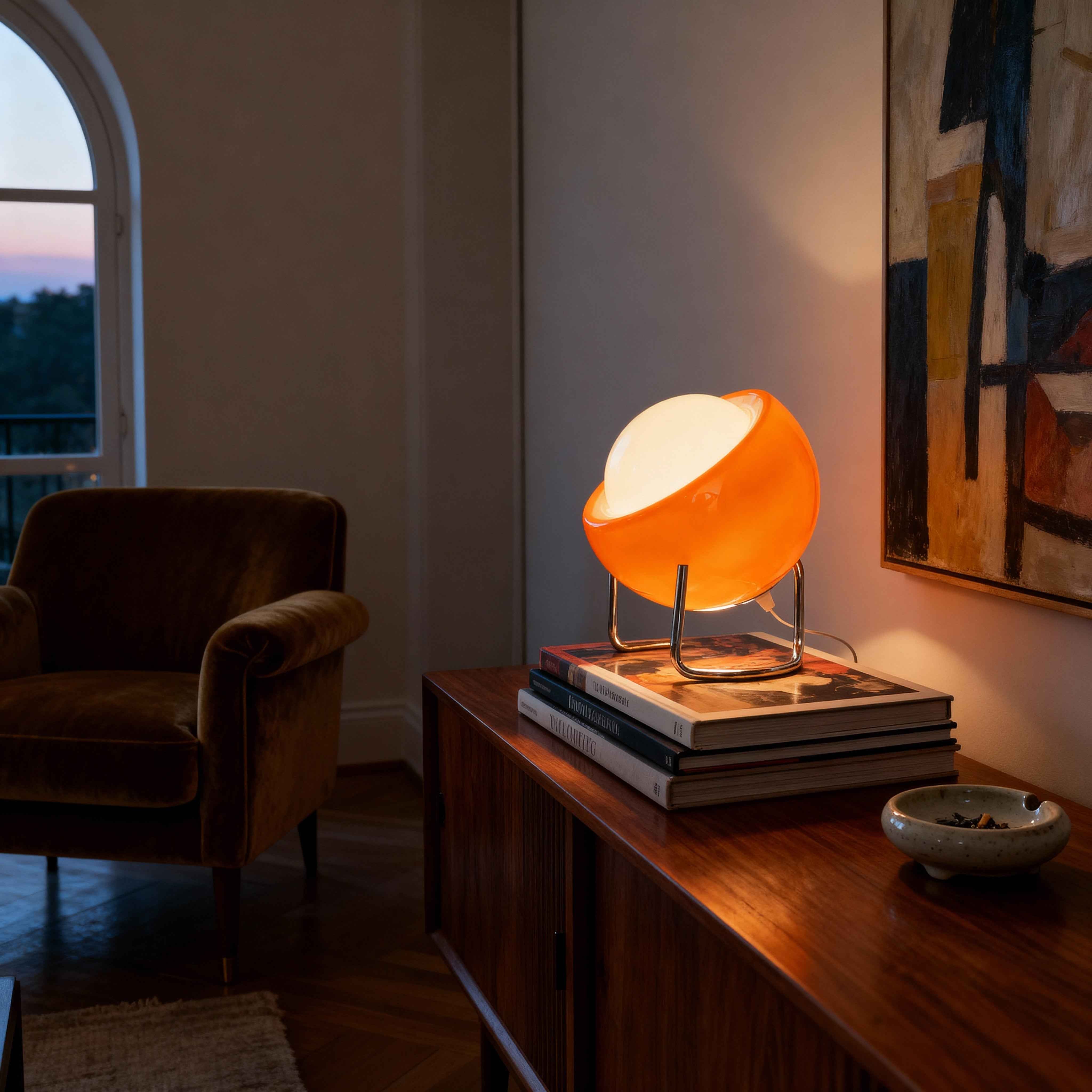 Lampes de table : Lampe de Table en Verre Style Bauhaus - Orange Ou Jaune dans de Marche Lino