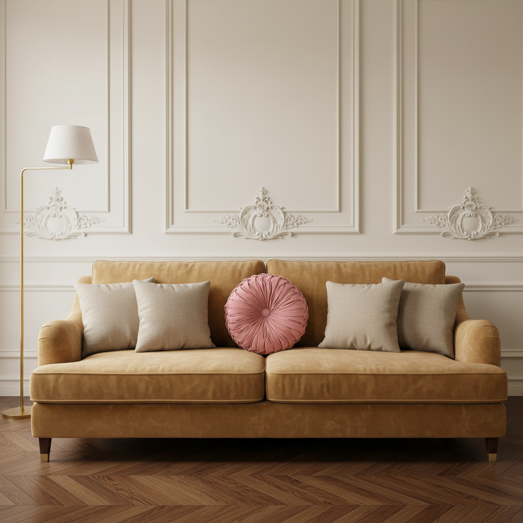 Coussins décoratifs : Coussin Rond Plissé 3D en Velours - 3 Cm dans de Marche Lino