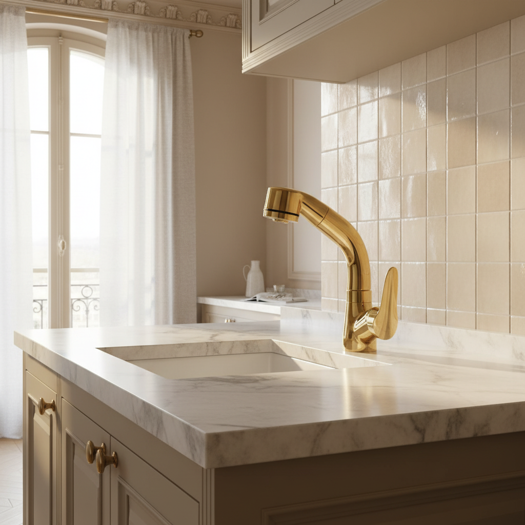 Robinet de Salle de Bain Chromé avec Bec Orientable
