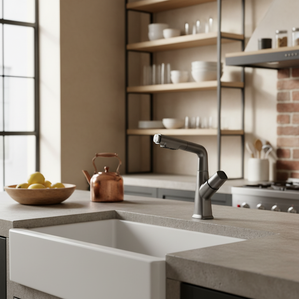 Robinet de Cuisine Chromé avec Buse Extractible et Mélangeur