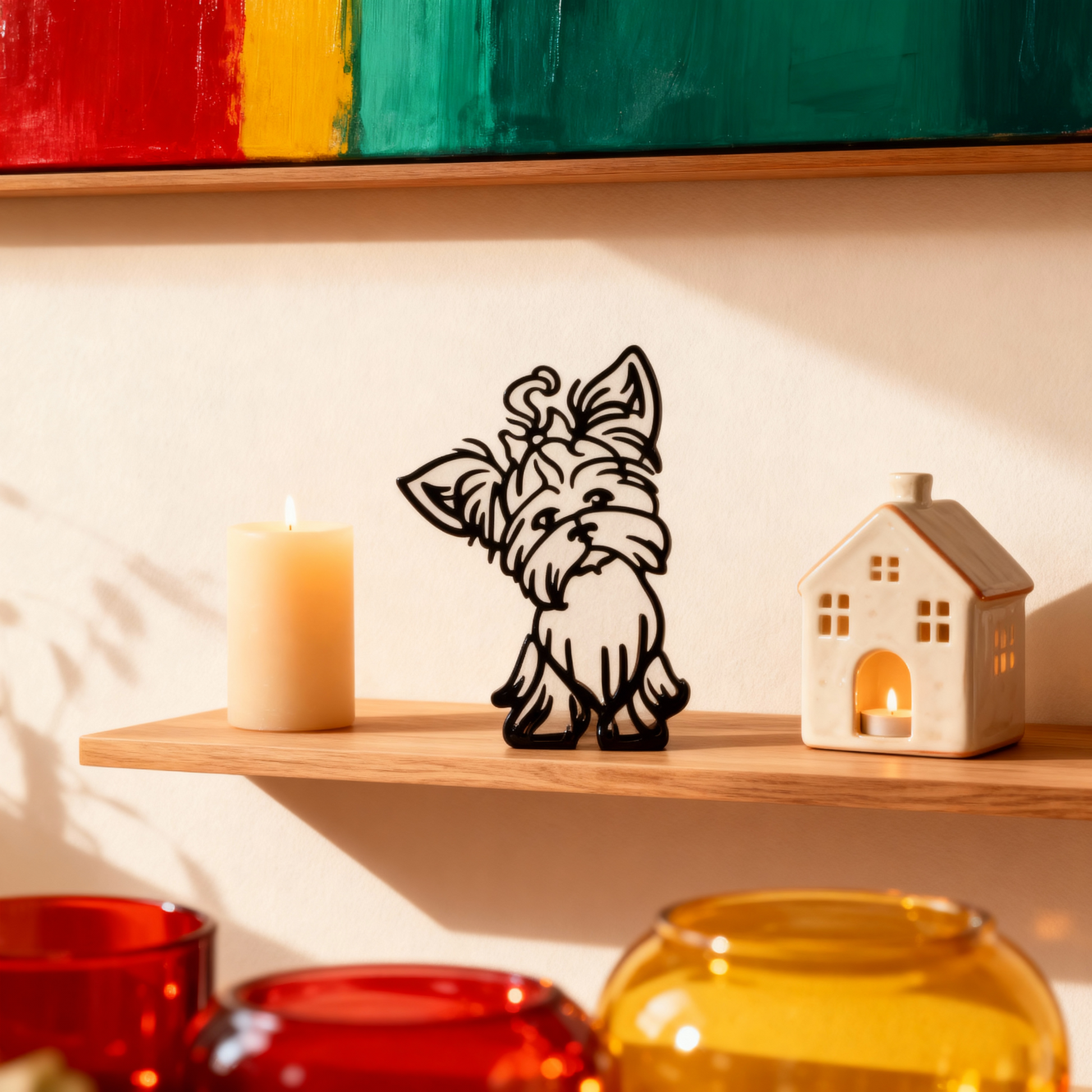 Silhouette d'animal en métal, élégante et minimaliste – ornement en forme de chien ou de chat pour décoration murale et de table