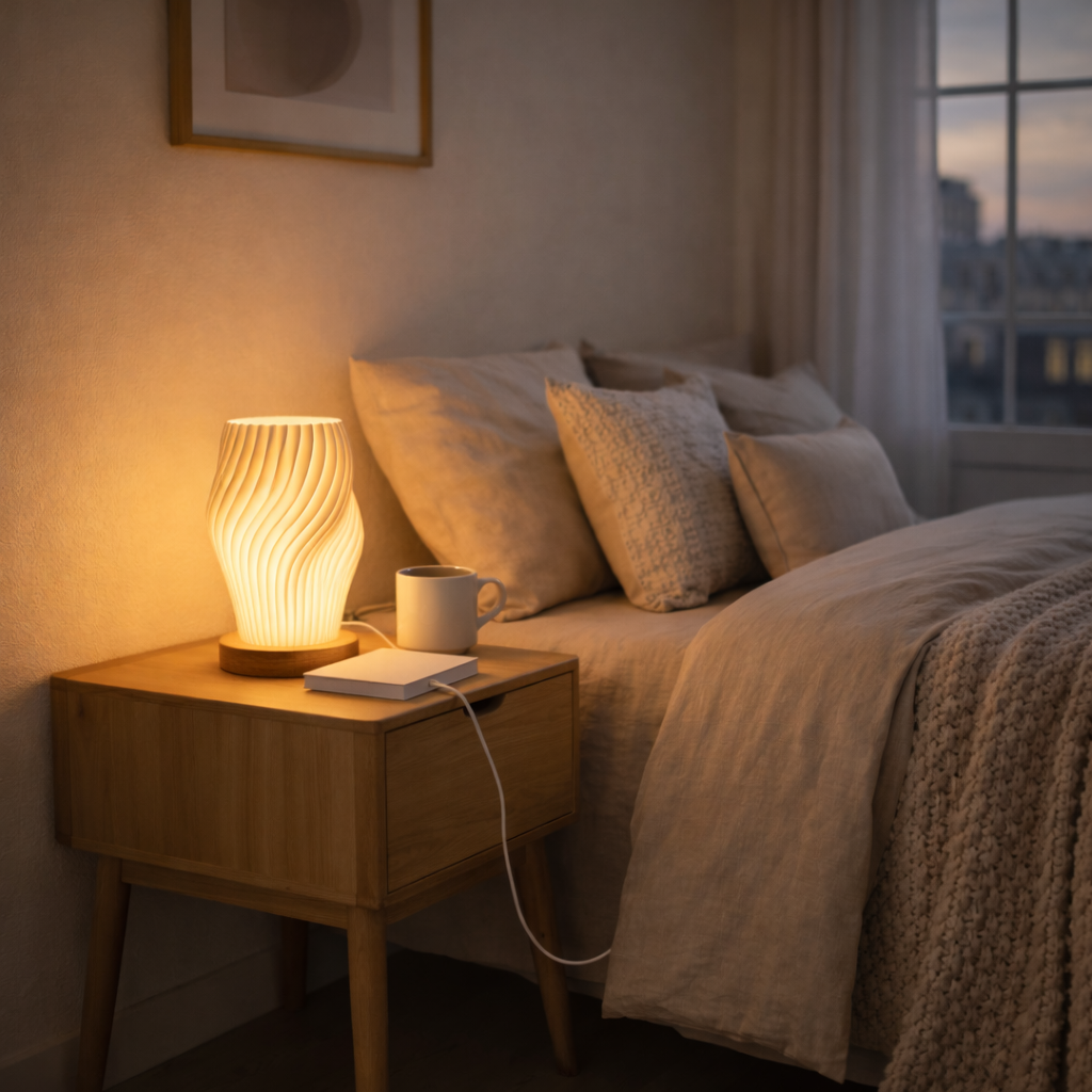 Lampe de Table Minimaliste avec 3 Températures de Couleur Bois