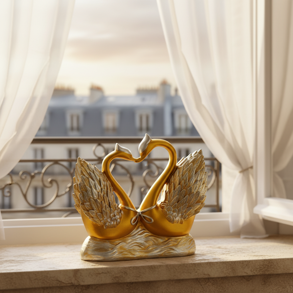 Accents décoratifs : Ornement Homme de Cygne en Forme de Cœur dans de Marche Lino