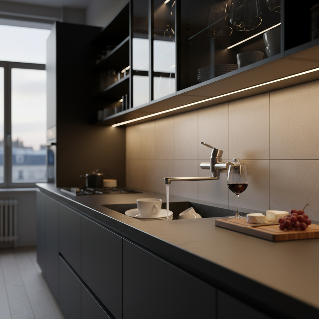Mitigeur Homme de Cuisine Mural en Acier Inoxydable – Finition Argentée