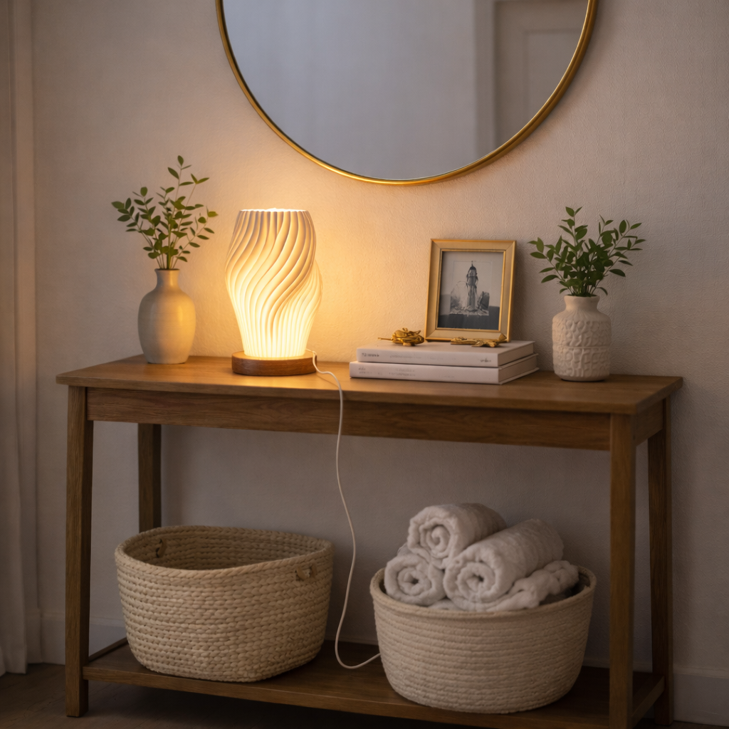 Lampe de Table Minimaliste avec 3 Températures de Couleur Bois