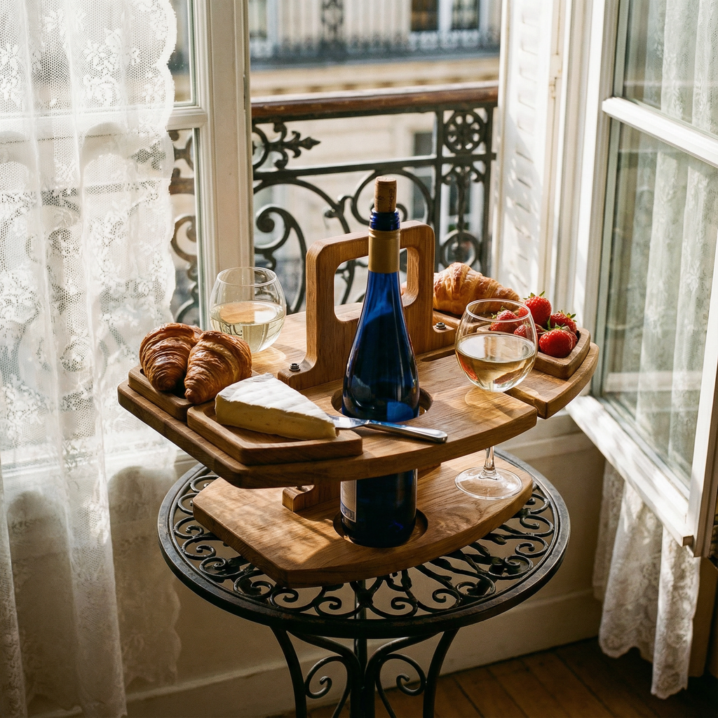 Table de Pique-Nique Pliable en Bois avec Porte-Verres