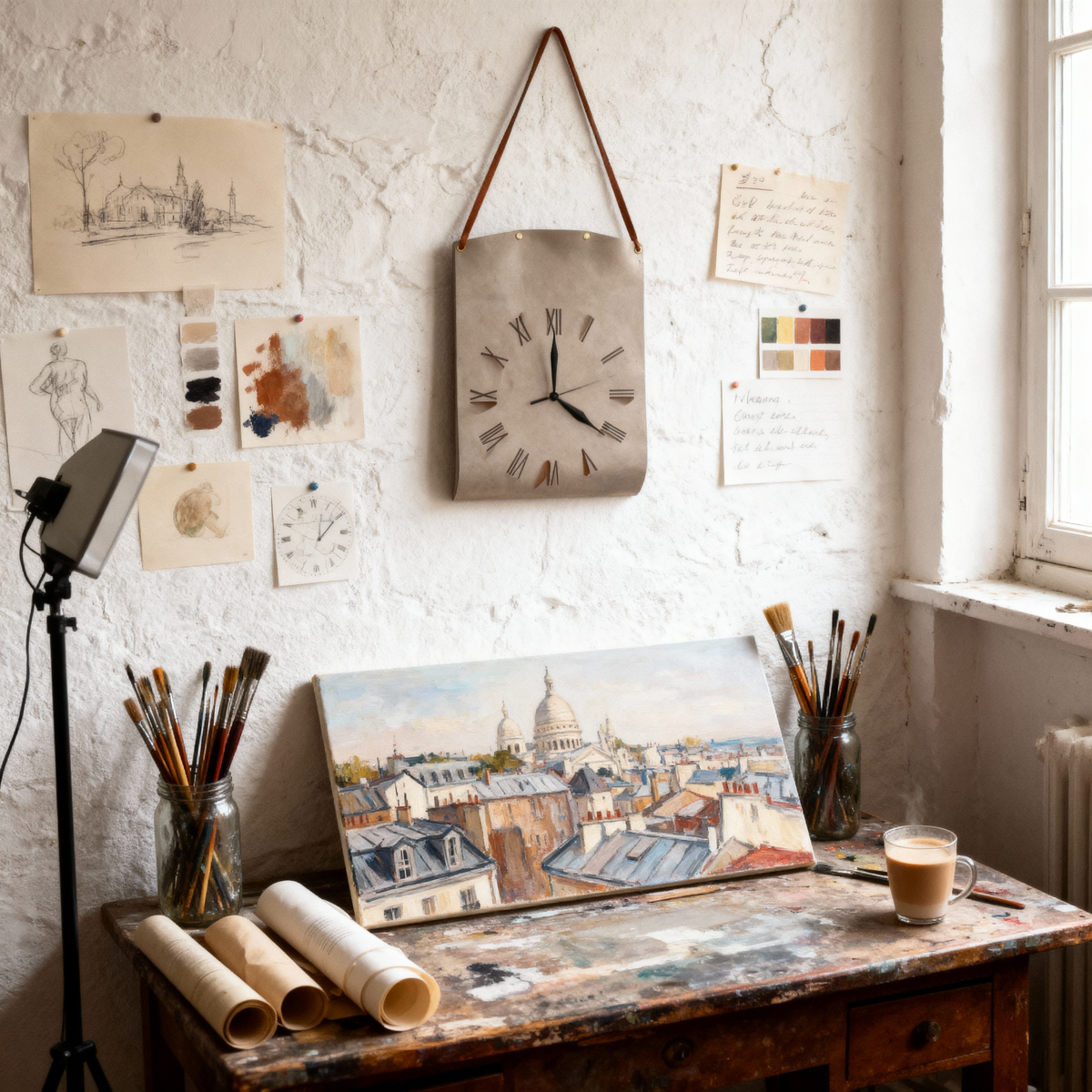 Horloges murales : Montre Murale avec Sangle en Simili Cuir dans de Marche Lino