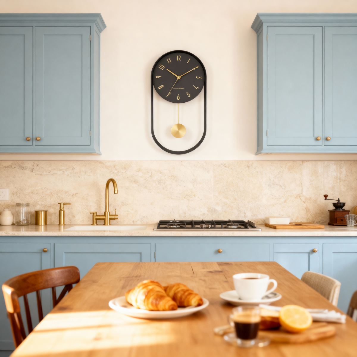 Horloges murales : Horloge Murale Moderne en Métal avec Pendule - 40×20 Cm dans de Marche Lino