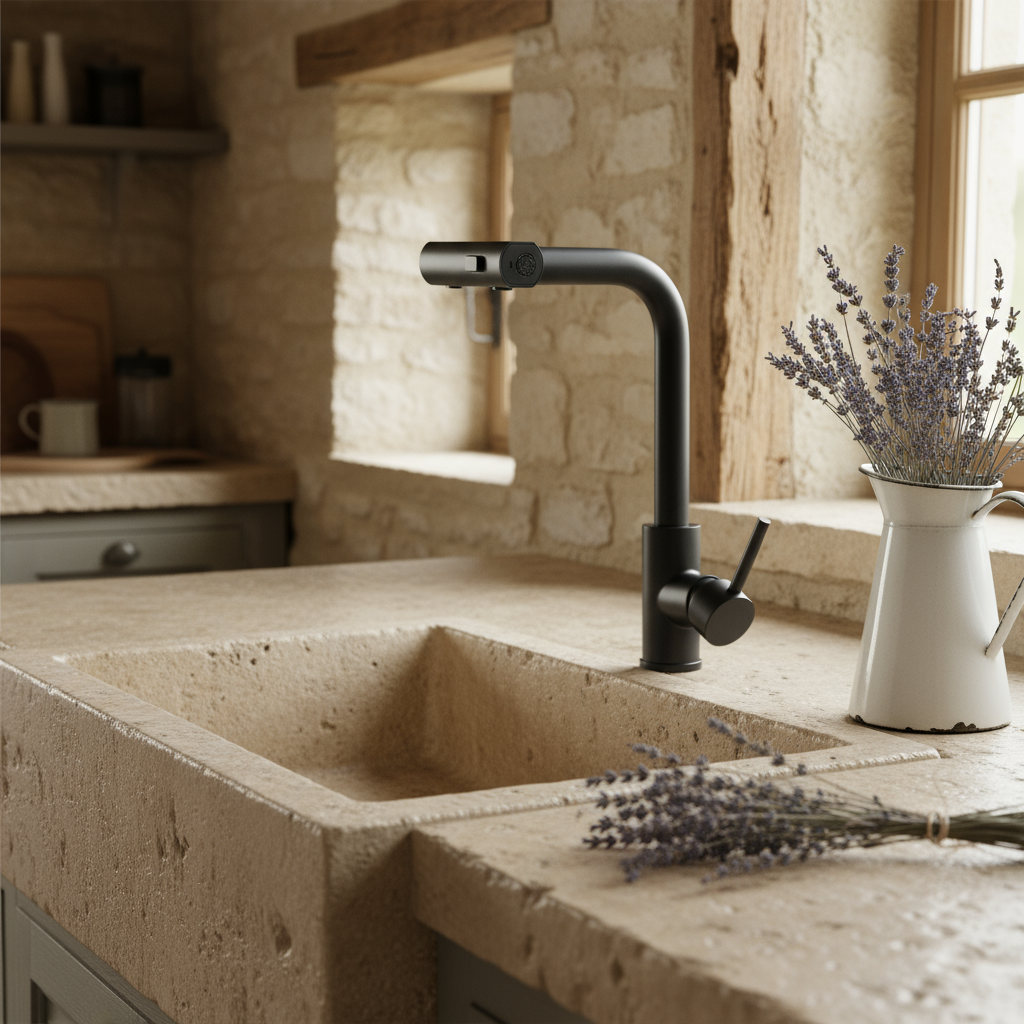Robinet de Cuisine avec Bec Flexible 360° Acier