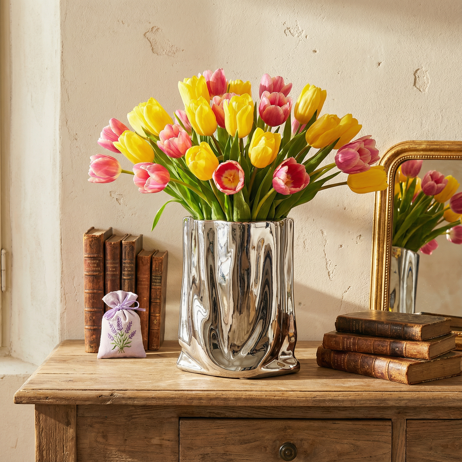 Vase décoratif en céramique argentée Accessoire De Maison
