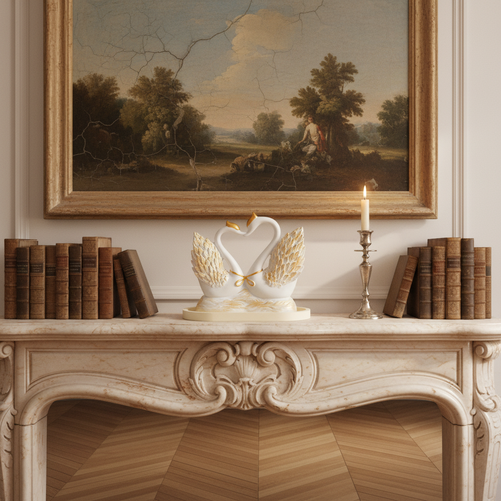 Accents décoratifs : Ornement Homme de Cygne en Forme de Cœur dans de Marche Lino