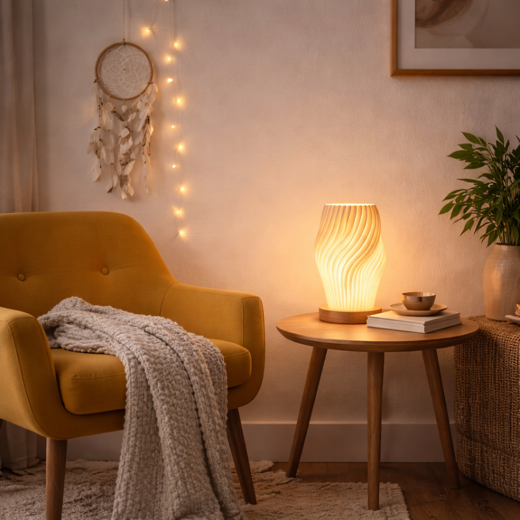 Lampe de Table Minimaliste avec 3 Températures de Couleur Bois