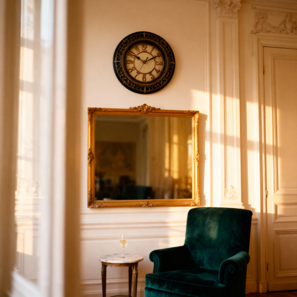 Horloge Murale Style Vintage avec Surface Miroir