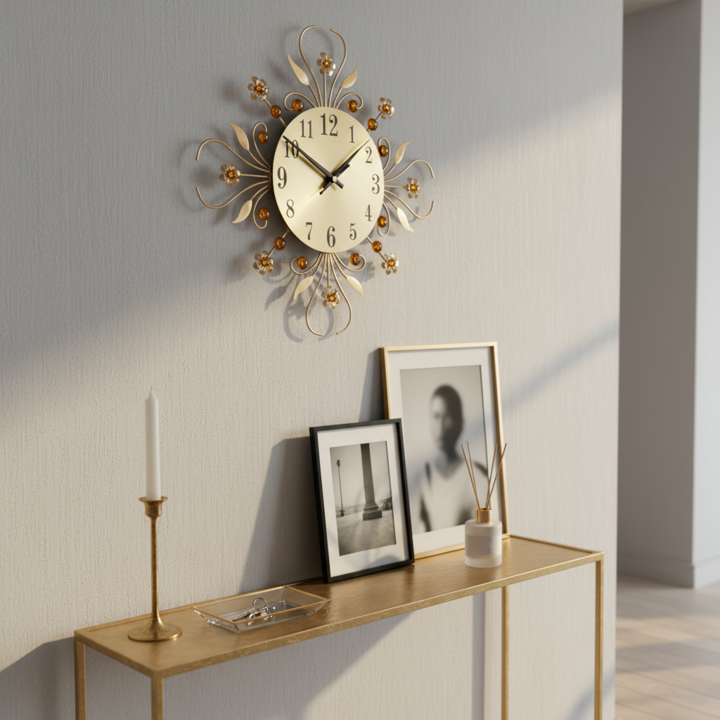 Horloges murales : Horloge Murale Silencieuse en Métal Accessoires Maison dans de Marche Lino