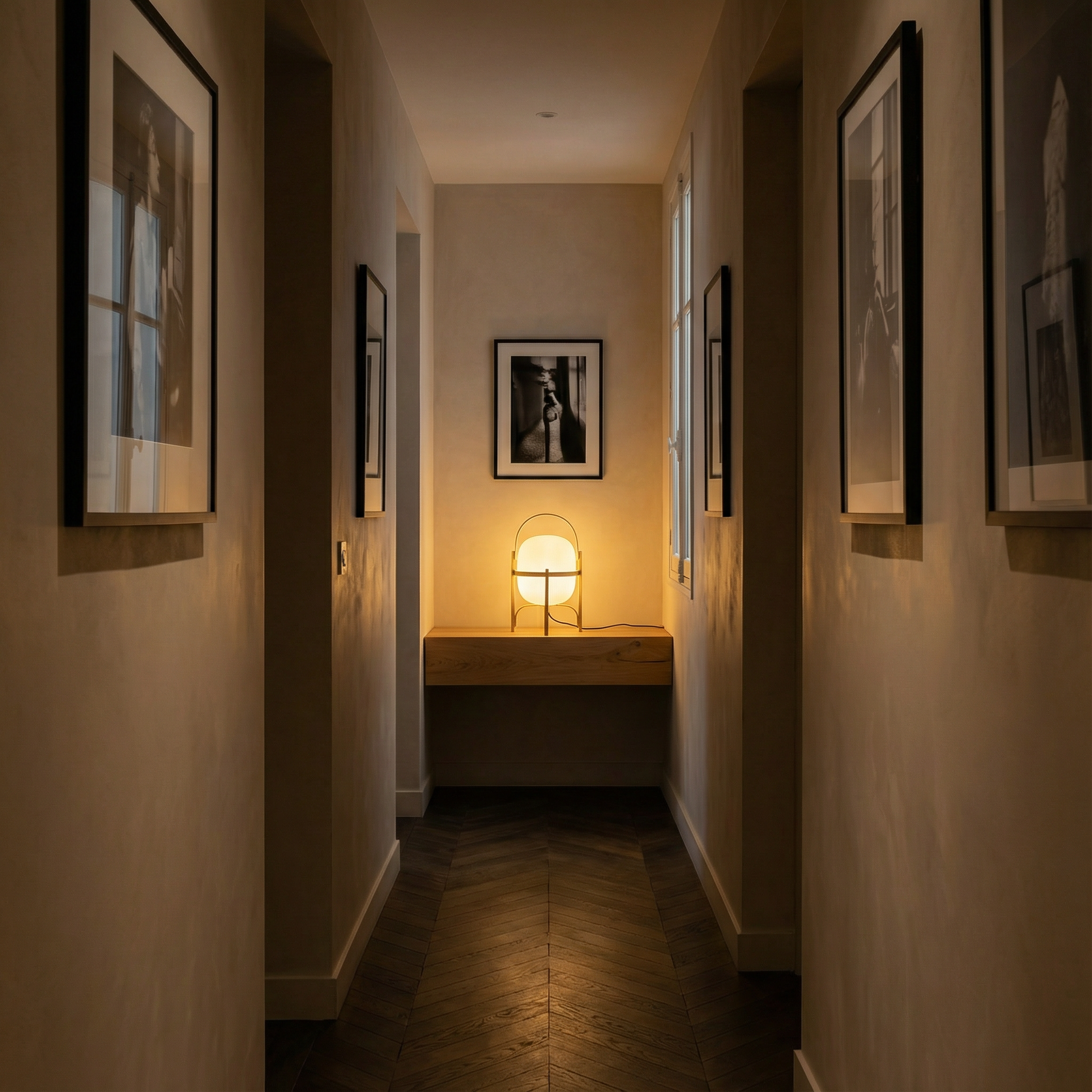 Lampe de Table LED Minimaliste Bois Verre Givré