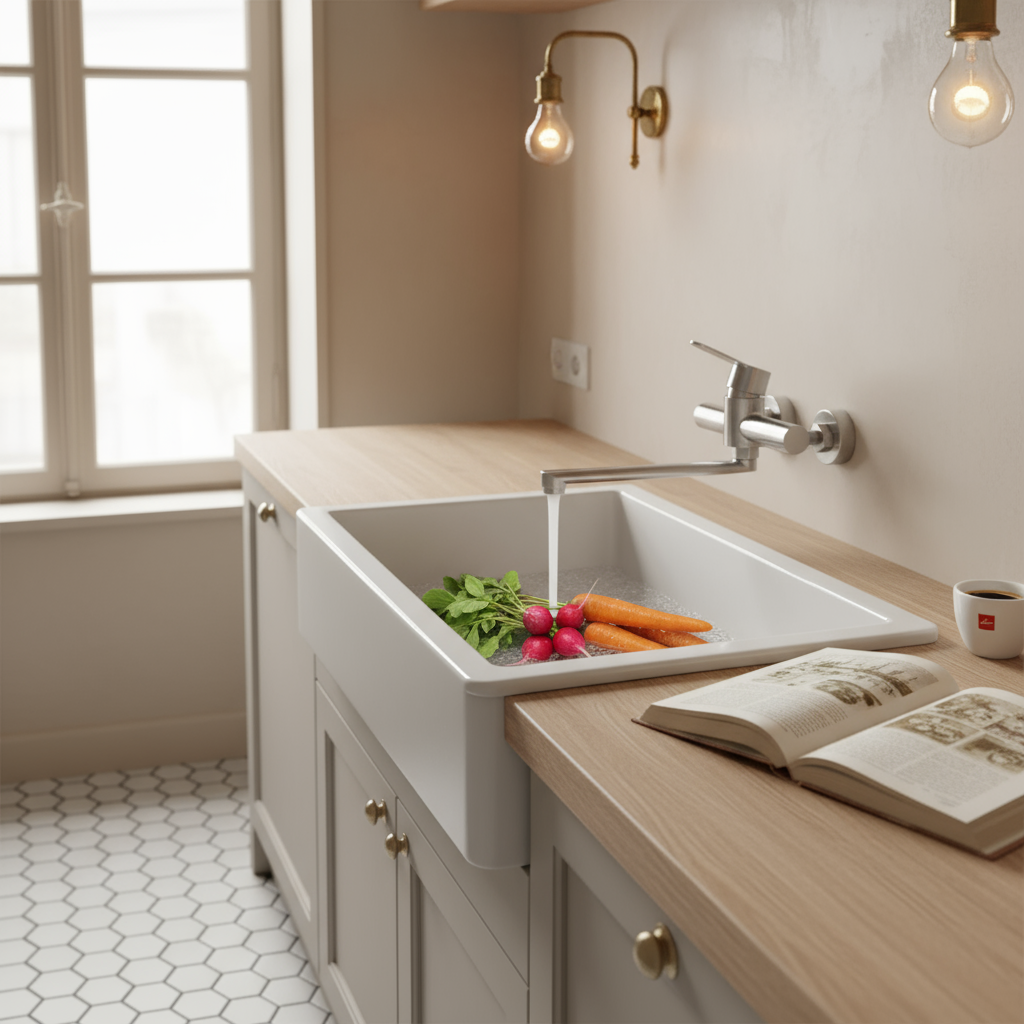 Mitigeur Homme de Cuisine Mural en Acier Inoxydable – Finition Argentée