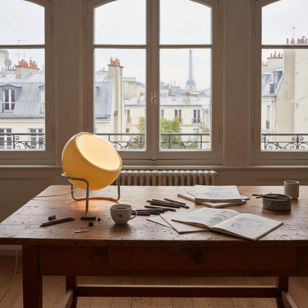 Lampe de Table en Verre Style Bauhaus – Orange Ou Jaune
