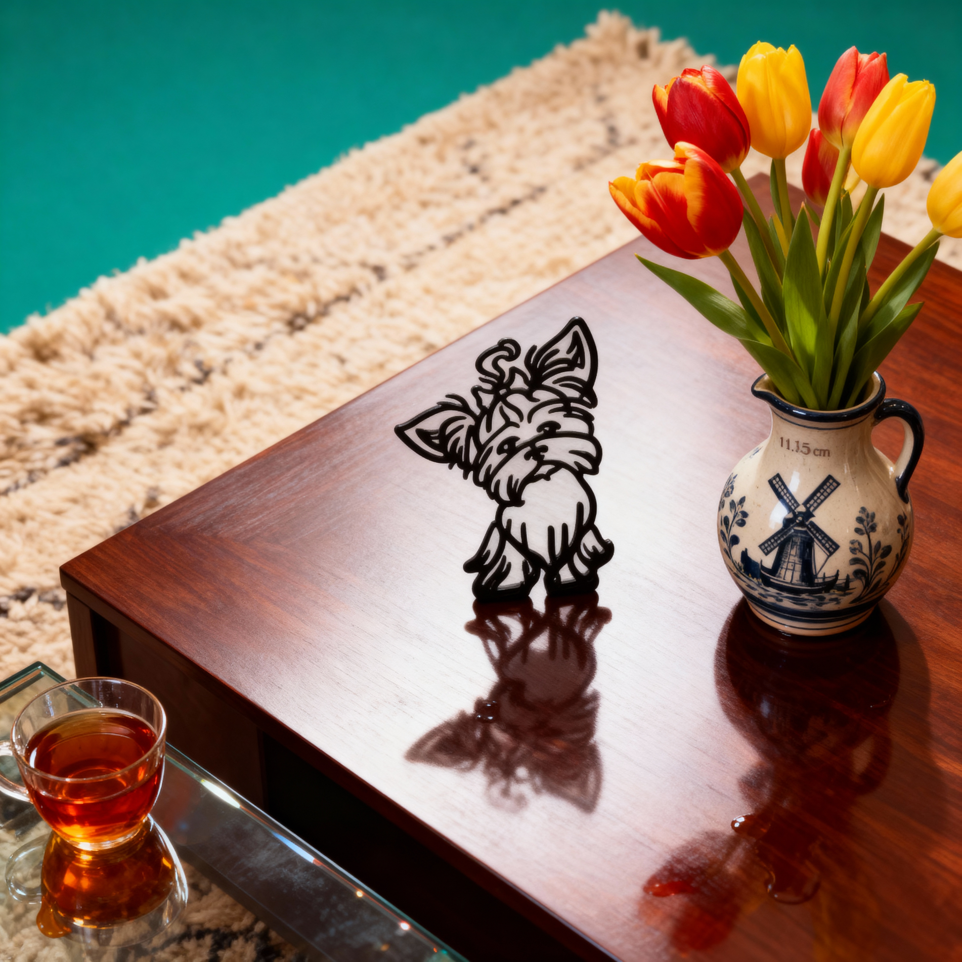 Silhouette d'animal en métal, élégante et minimaliste – ornement en forme de chien ou de chat pour décoration murale et de table