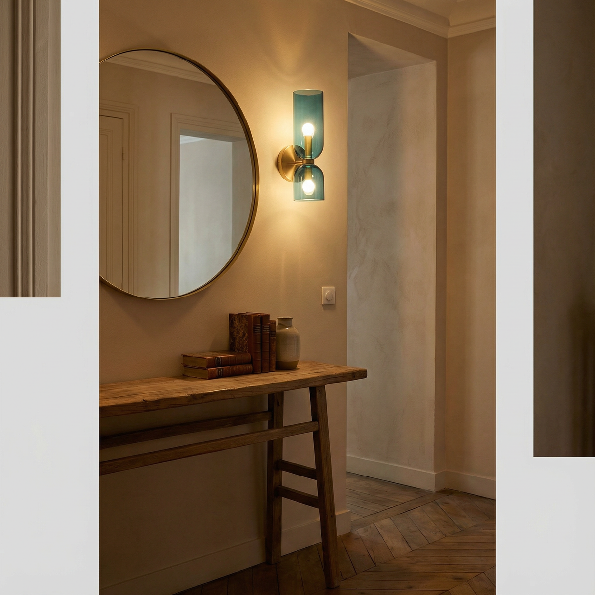 Éclairage mural : Applique Murale Design Minimaliste en Verre Lin Noir - Éclairage Intérieur Moderne dans de Marche Lino