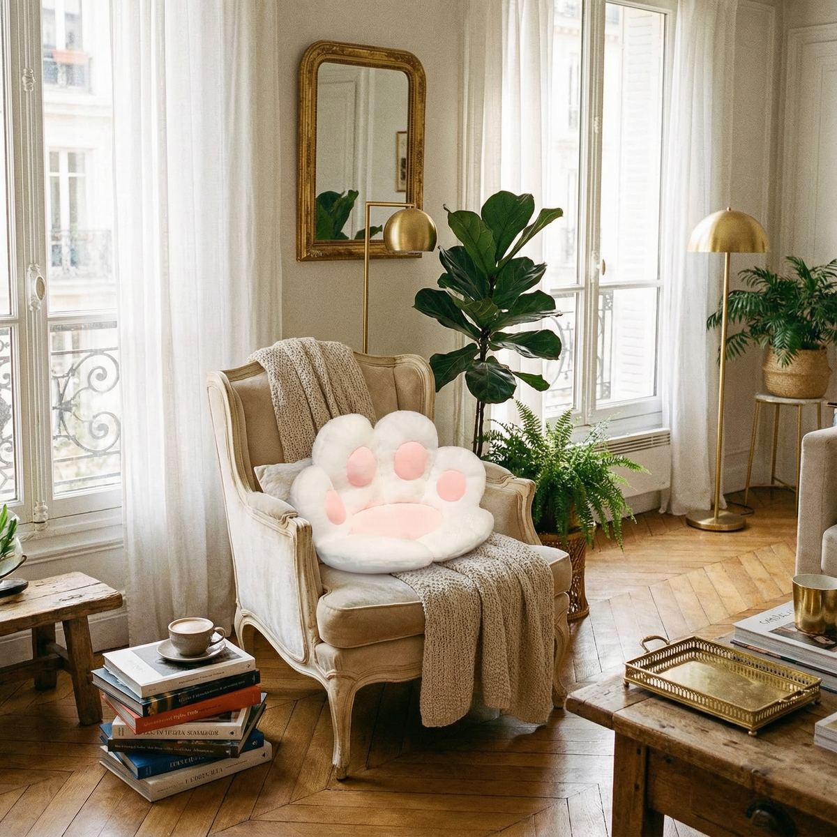 Coussins et Plaids : Coussin de Sol Kawaii en Peluche Coton Accessoire Maison dans de Marche Lino