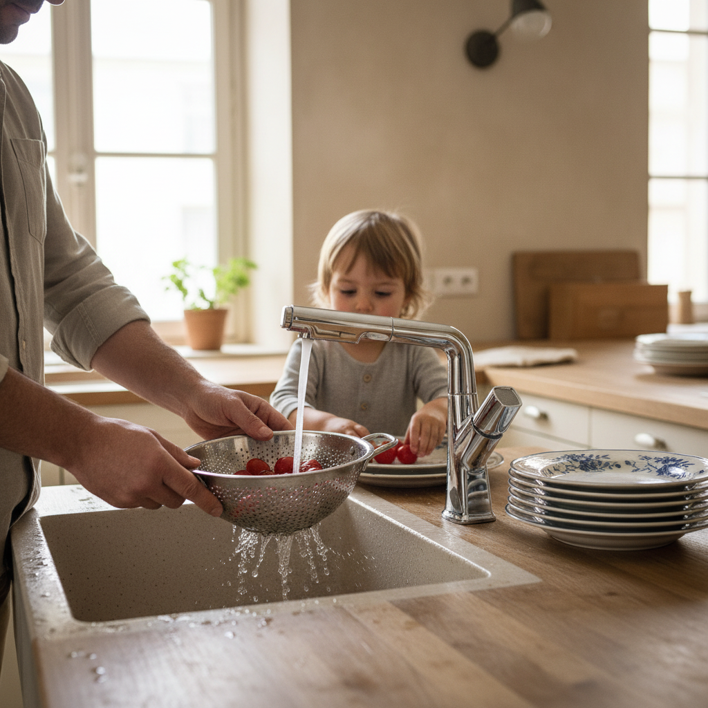 Robinet de Cuisine Chromé avec Buse Extractible et Mélangeur
