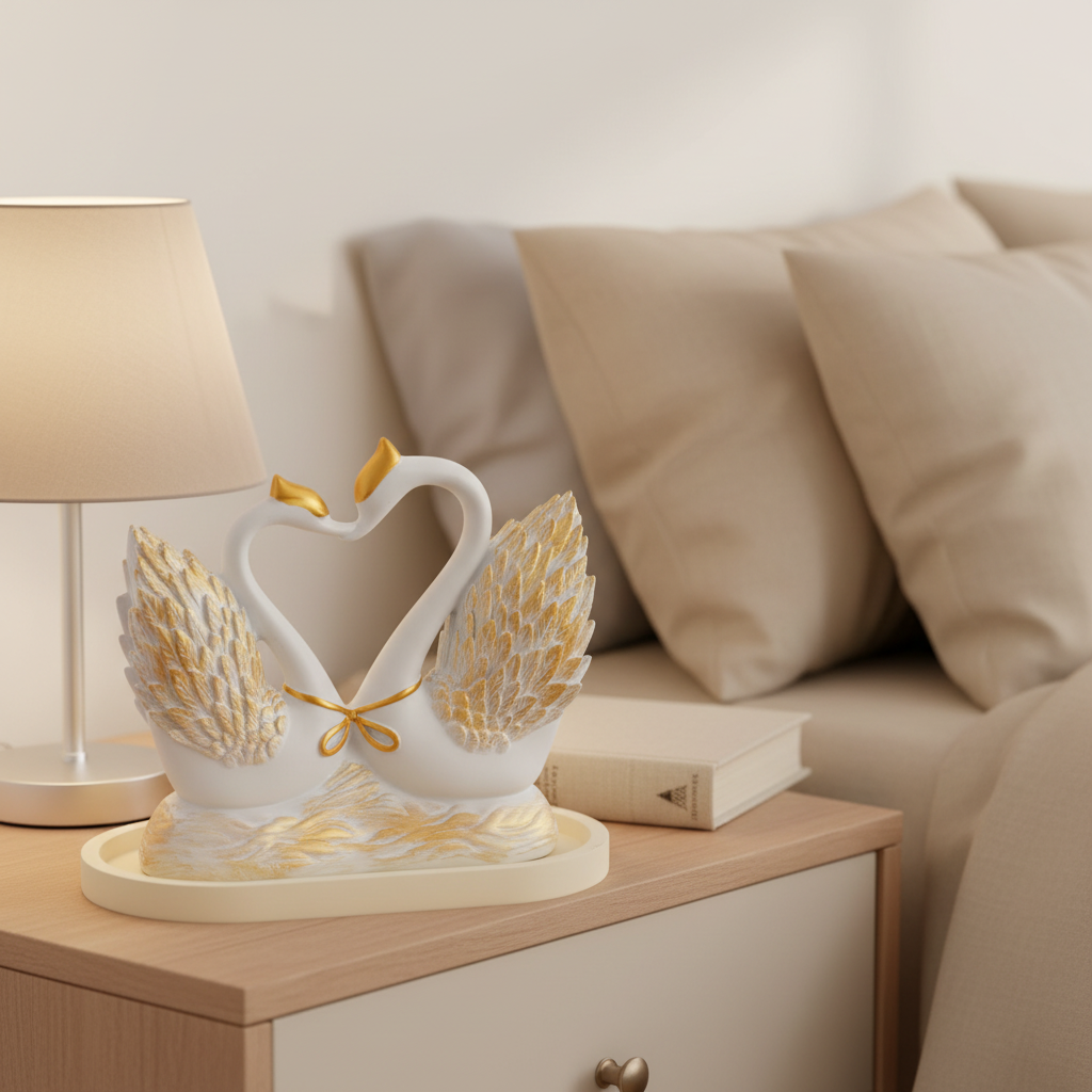 Accents décoratifs : Ornement Homme de Cygne en Forme de Cœur dans de Marche Lino