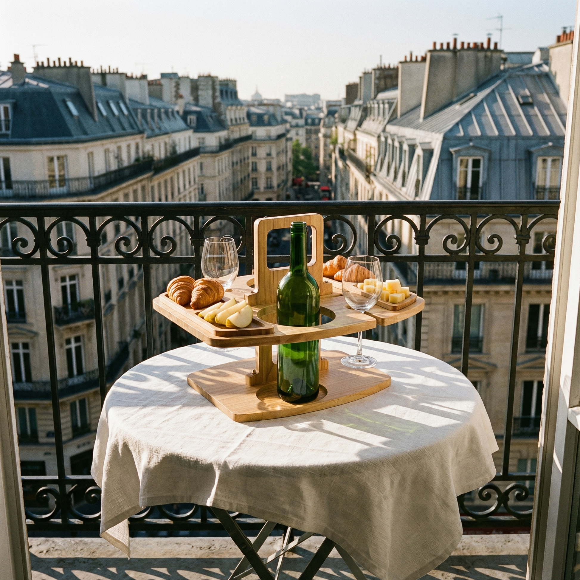 Table de Pique-Nique Pliable en Bois avec Porte-Verres