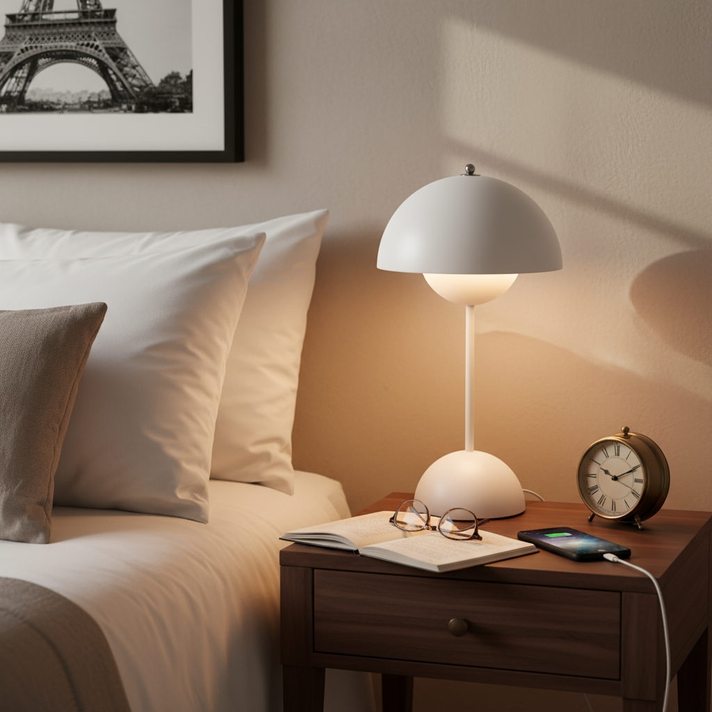 Lampe de Table LED Rechargeable USB Acrylique – Design Champignon, 30 Cm