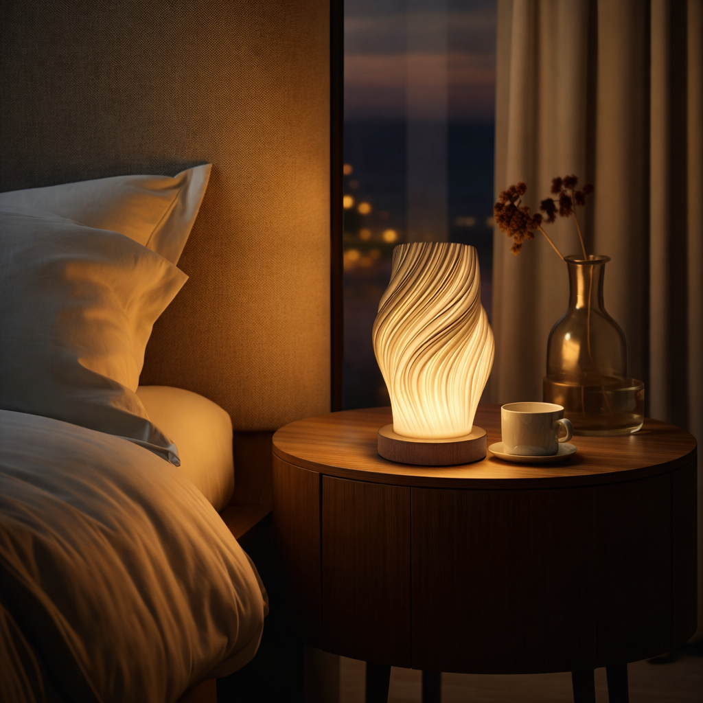 Lampe de Table Minimaliste avec 3 Températures de Couleur Bois