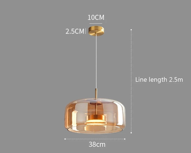 : Suspension de Luxe Verre et Métal dans 38cm Or de Marche Lino