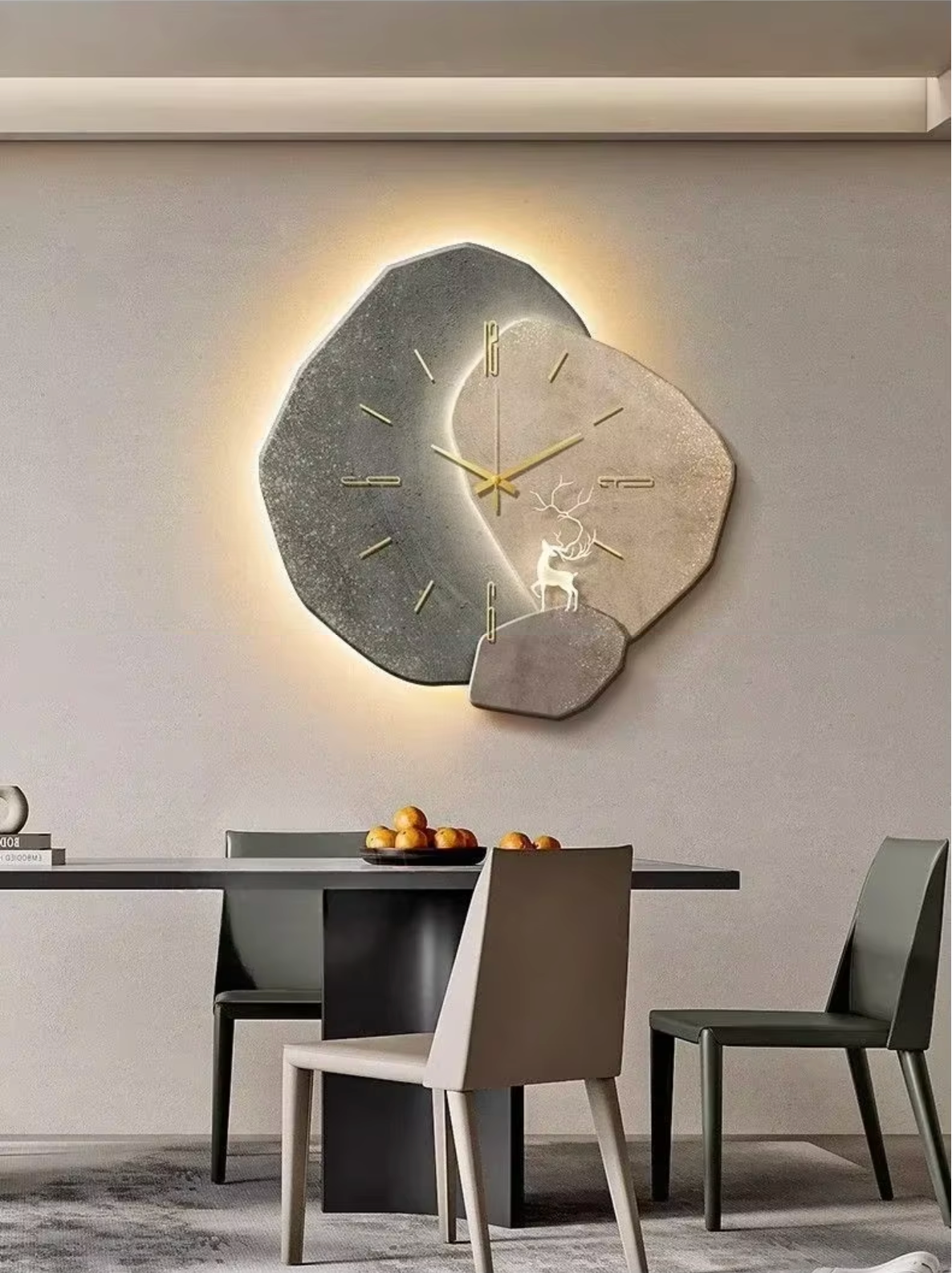 Horloge murale en bois avec LED - Design Naturel & Silencieux