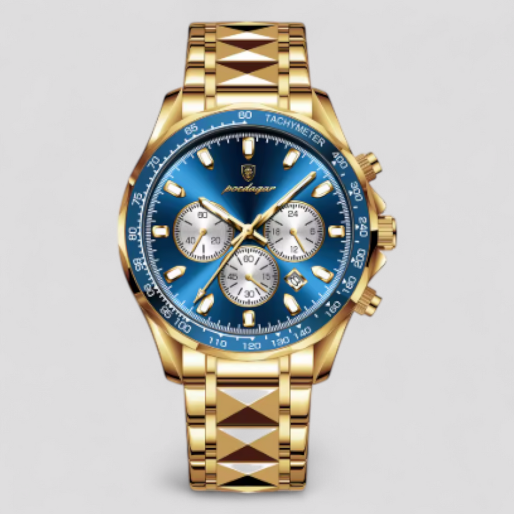 Montre Chronographe Homme de Luxe en Acier Inoxydable Argent
