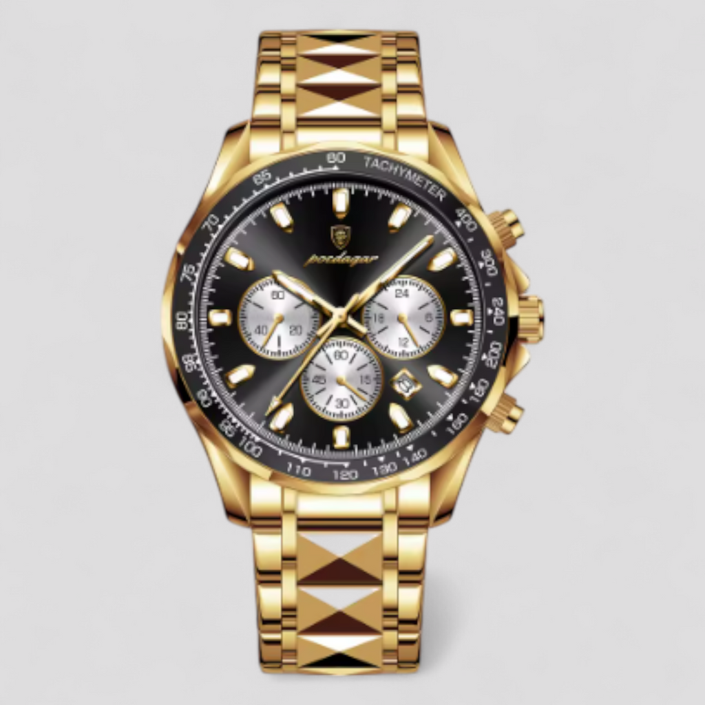Montre Chronographe Homme de Luxe en Acier Inoxydable Argent