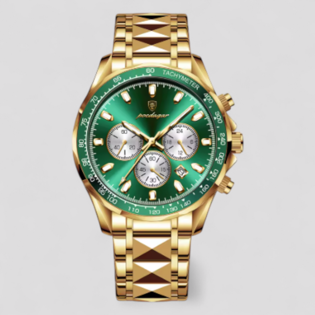 Montre Chronographe Homme de Luxe en Acier Inoxydable Argent