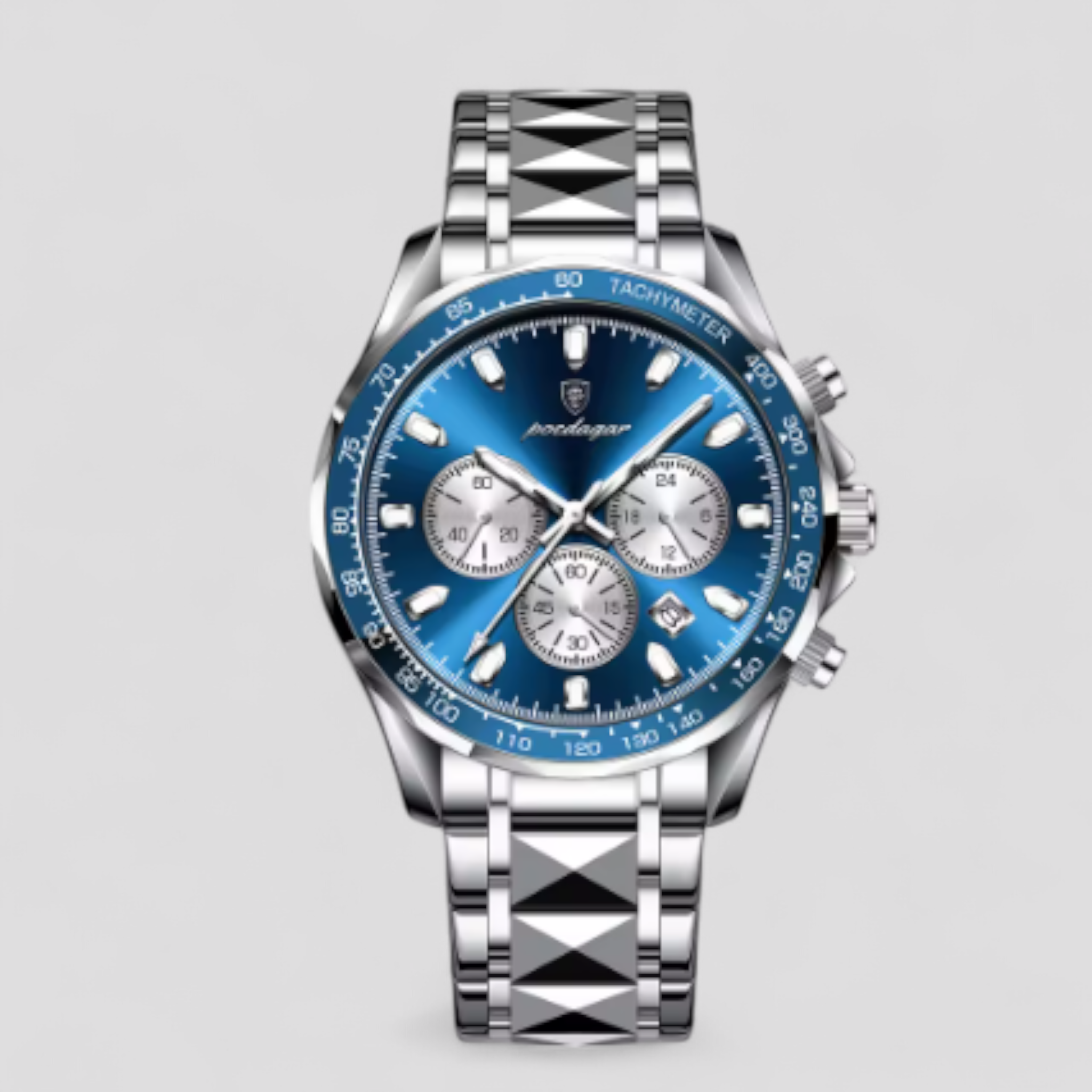 Watches : Montre Chronographe Homme de Luxe en Acier Inoxydable Argent dans de Marche Lino