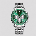 Montre Chronographe Homme de Luxe en Acier Inoxydable Argent