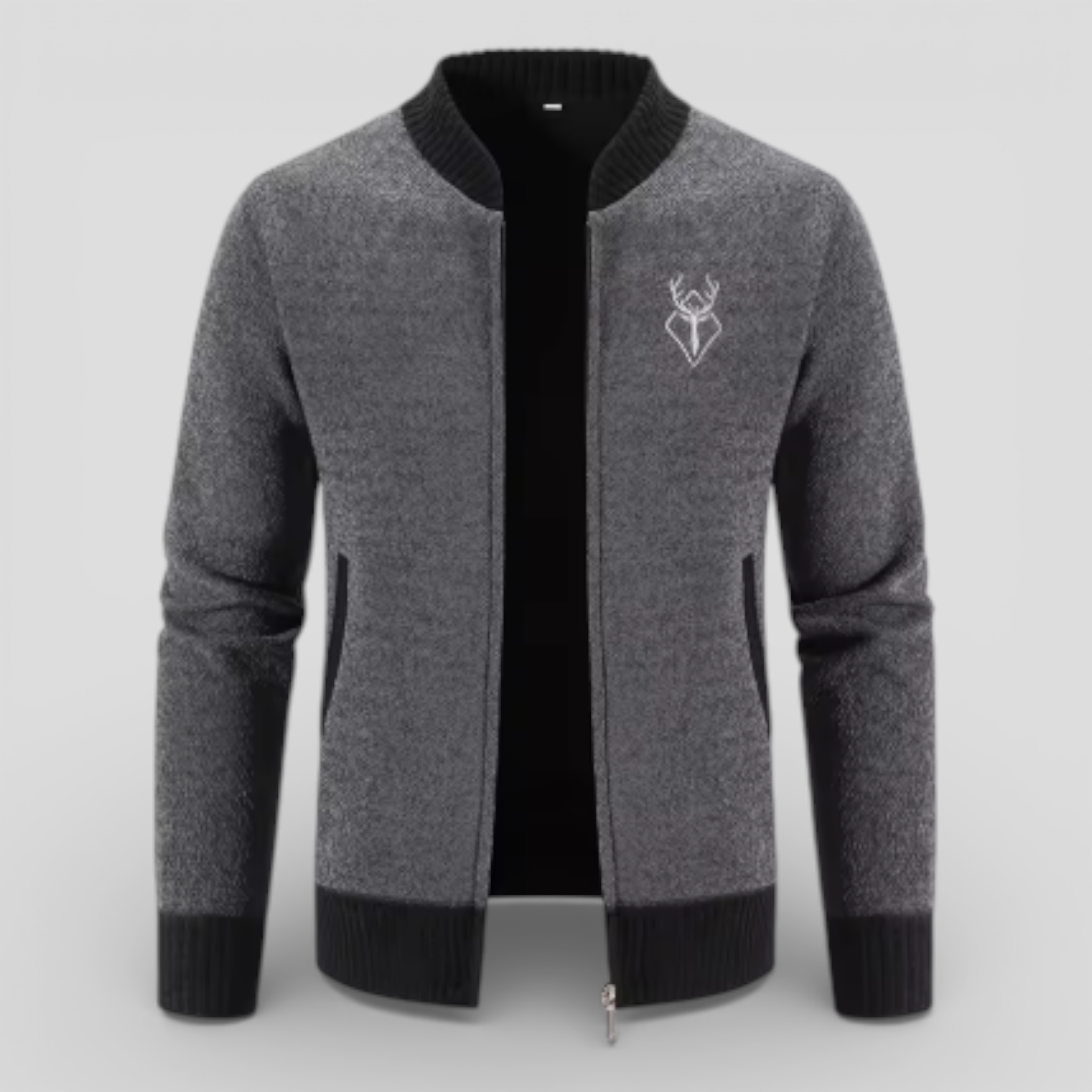 Cardigans pour hommes : Cardigan zippé homme en polyester doux - chaud, léger et confortable dans Gris de Marche Lino
