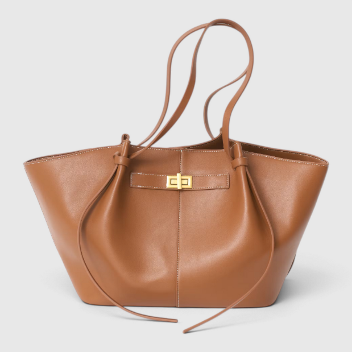 Tote Bag : Sac Cabas de Luxe – Sac à Main en Cuir Végan pour le Travail & le Quotidien dans Marron Clair de Marche Lino