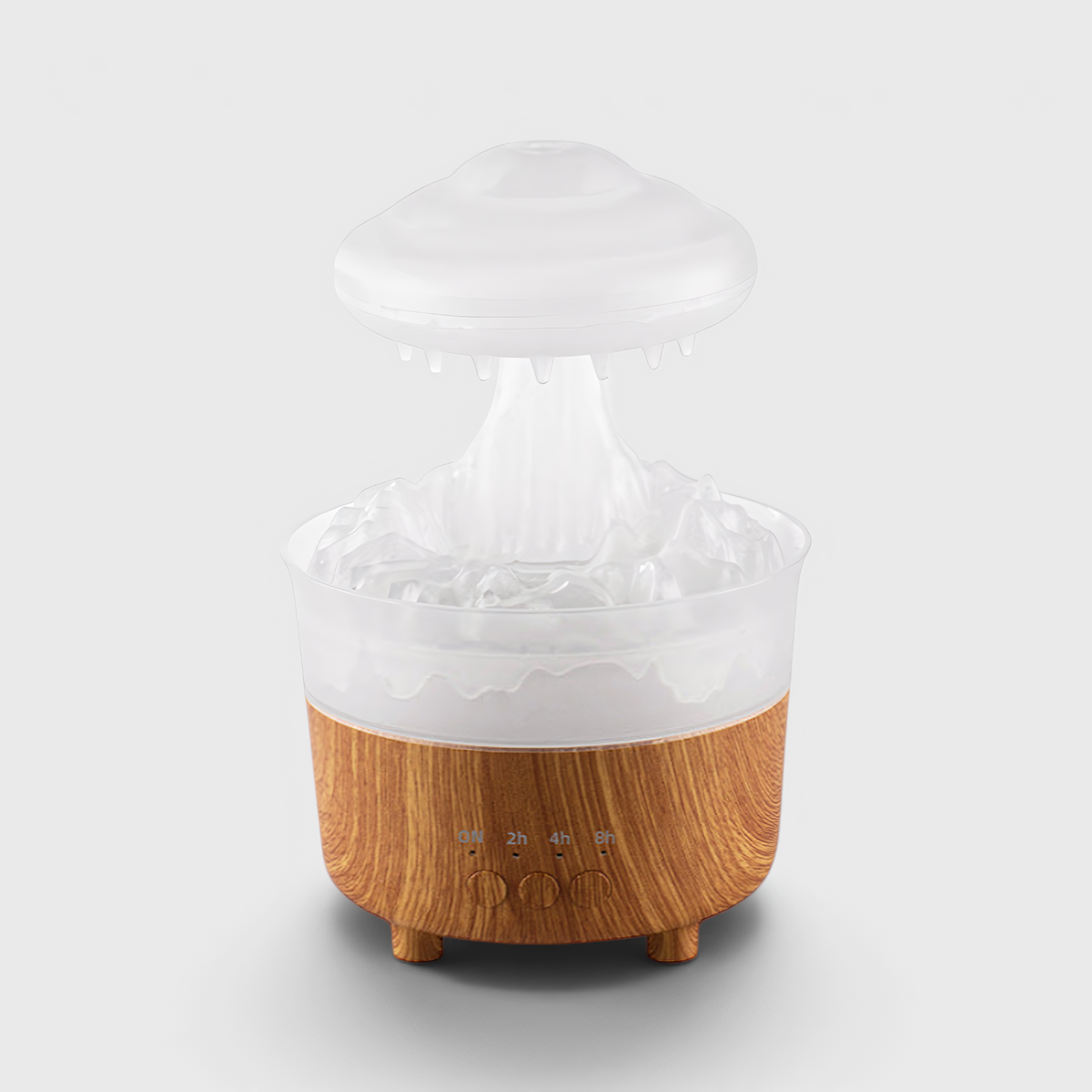 Humidifier Night Light : Lampe Humidificateur Nuage de Pluie – Lumière LED avec Son de Pluie dans Bois Blanc de Marche Lino
