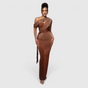 Robe de Soirée Asymétrique pour Femme avec Finition Métallisée